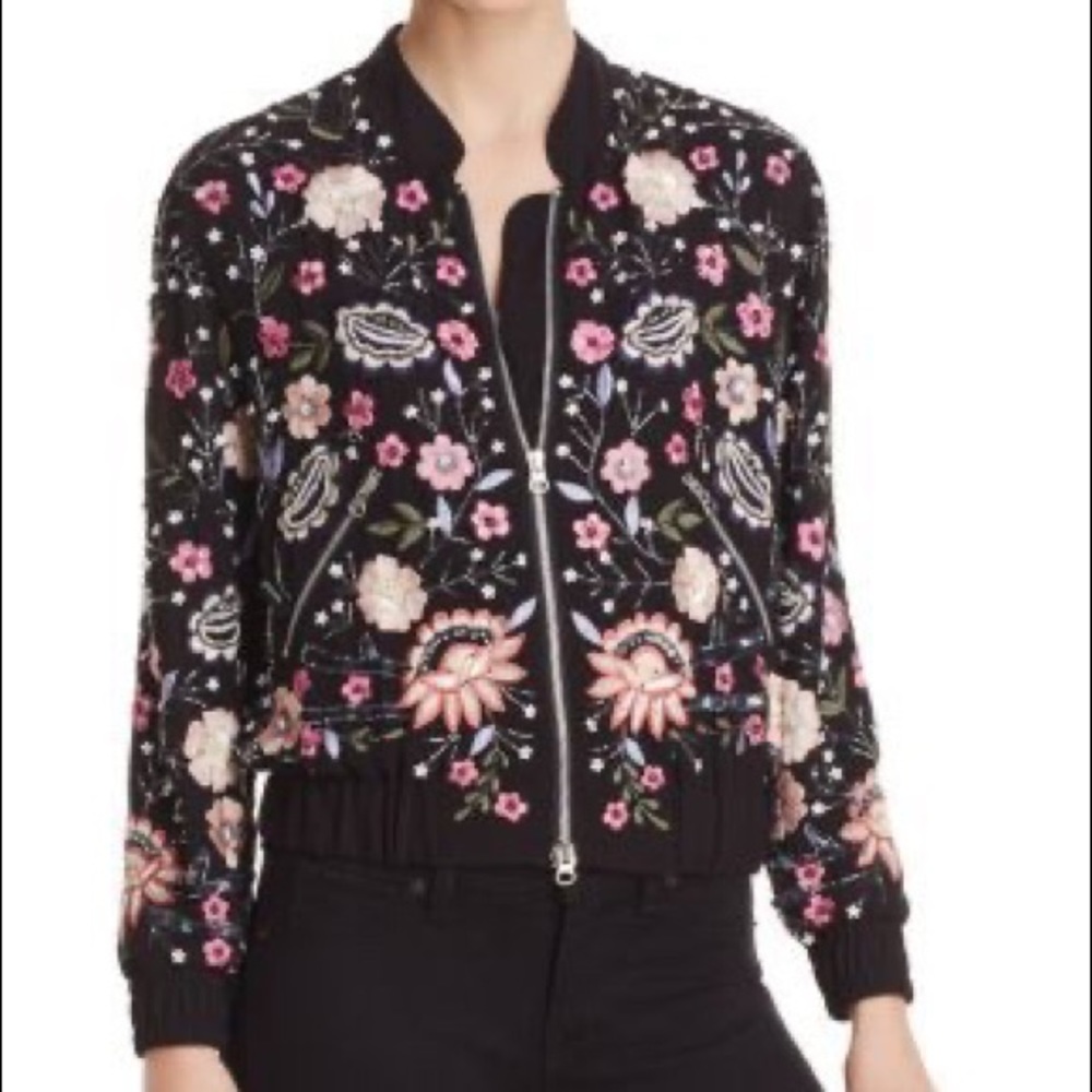 100% Exclusive Aqua Embroidered Bomber Jacket